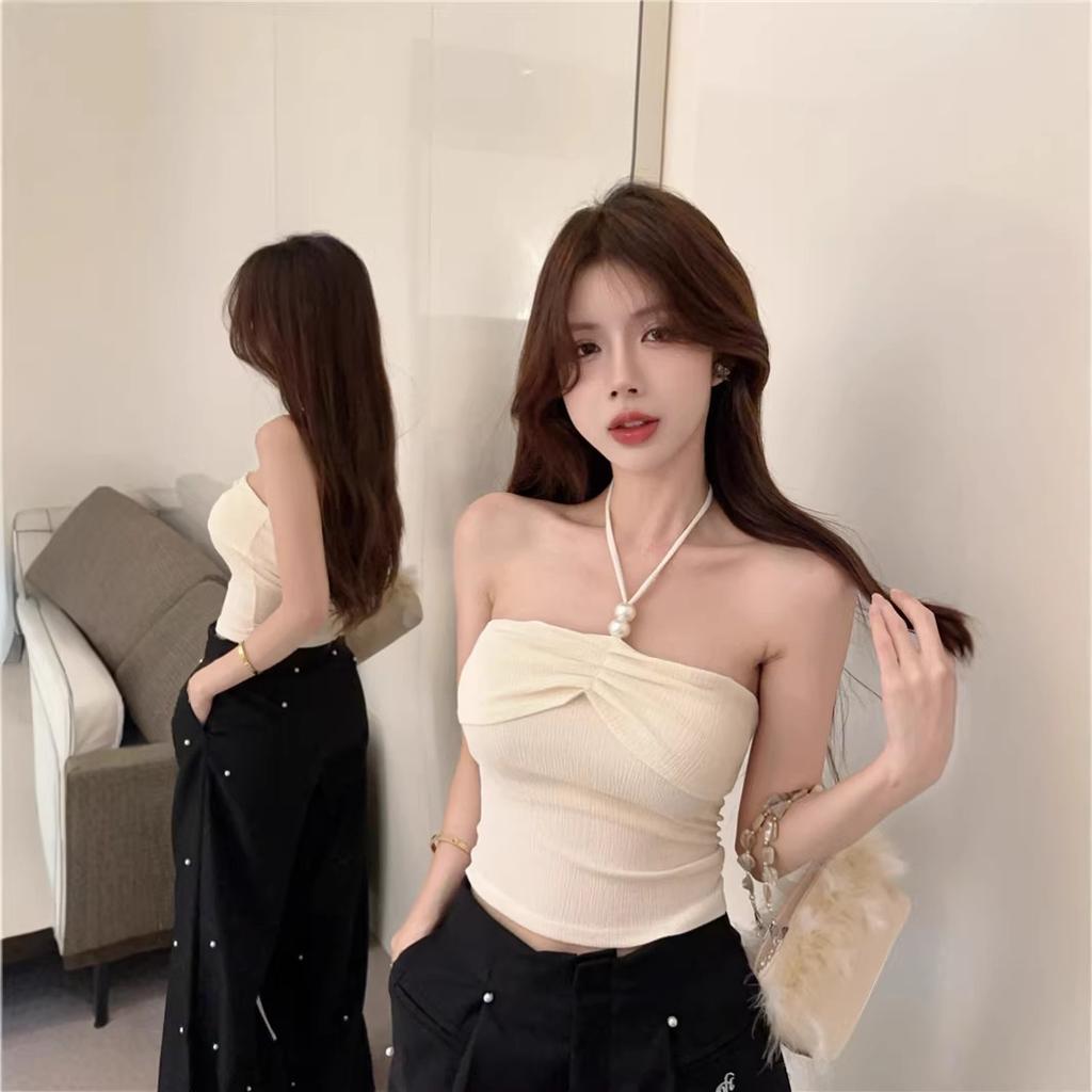 Summer Sexy Pure Desire Wind Neck Strap Sling Vest Women's Fashion Chic Slim Slim Short Top Ins