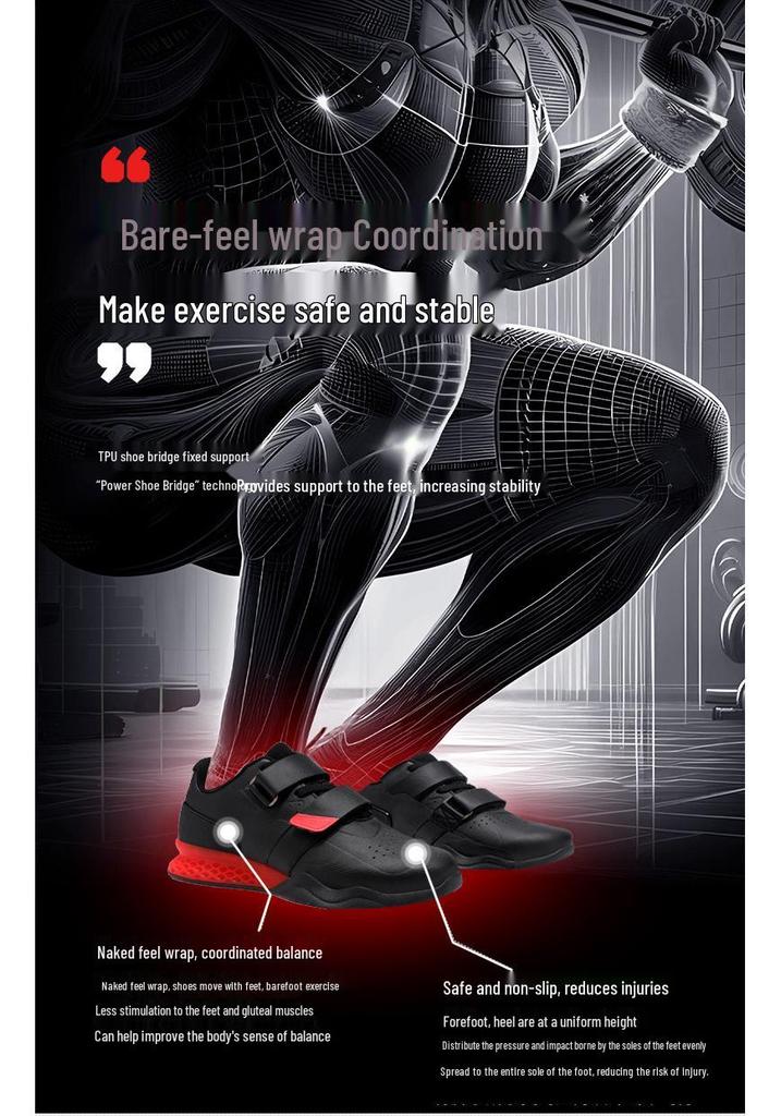 XT6061 Anti-slip Weightlifting Shoes with Wear-resistant Velcro