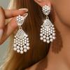 Luxurious Pearl Pendant Earrings for Women, Sparkling Rhinestone Tassel Earrings, Bridal Wedding Party Jewelry, Bridesmaid Gifts