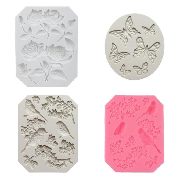 Fondant Cake Decorating Molds Silicone Molds Butterfly Flower Bird Chocolate Molds Holiday Dessert Cake Baking Tool