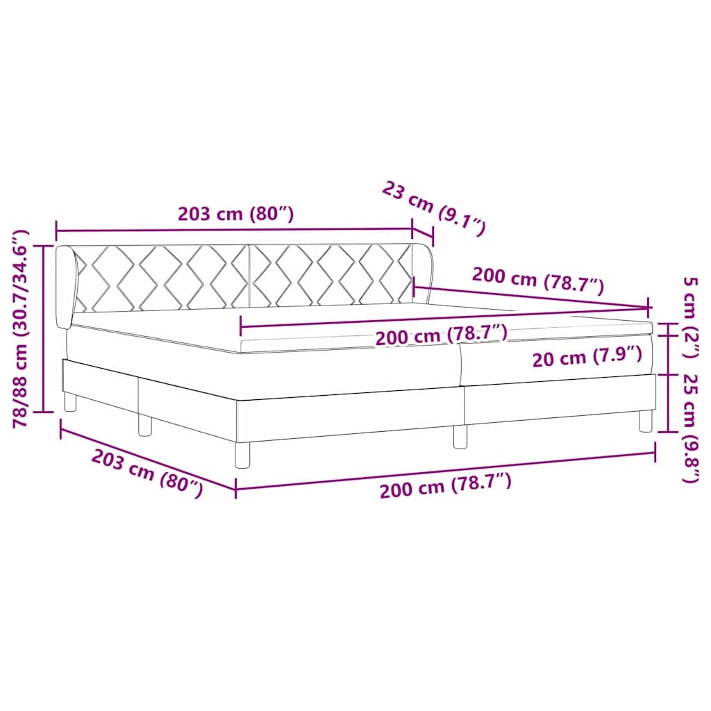 Box Spring Bed with Headboard Pink 200 x 200 cm Velvet