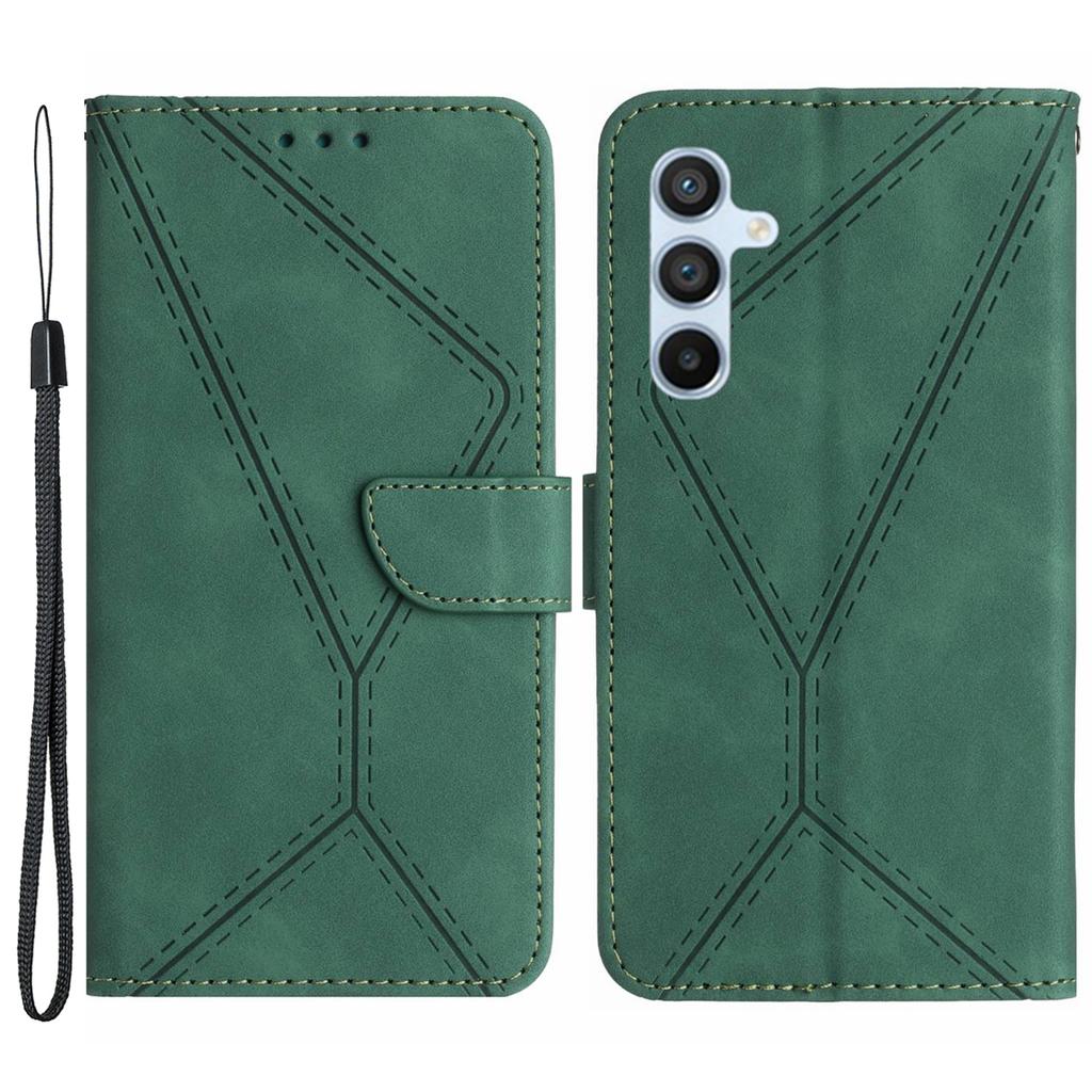 HT05 Wallet Phone Case for Samsung Galaxy A34 5G PU Leather Case Skin-touch Phone Shell with Strap