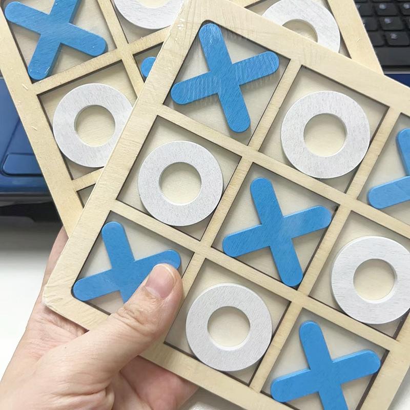 Tic Tac Toe Wooden Brain Training Board Game Table Toy, Player Room Decor, Wooden Puzzle For Children Gift