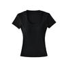 Spice girl u-neck short-sleeved t-shirt women's short with chest pad summer waist tight sexy t-shirt high waist bottoming shirt top