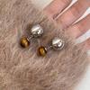 Melanoid Tiger Eye Heart Stud Earrings - Luxurious Fashion Jewelry Design