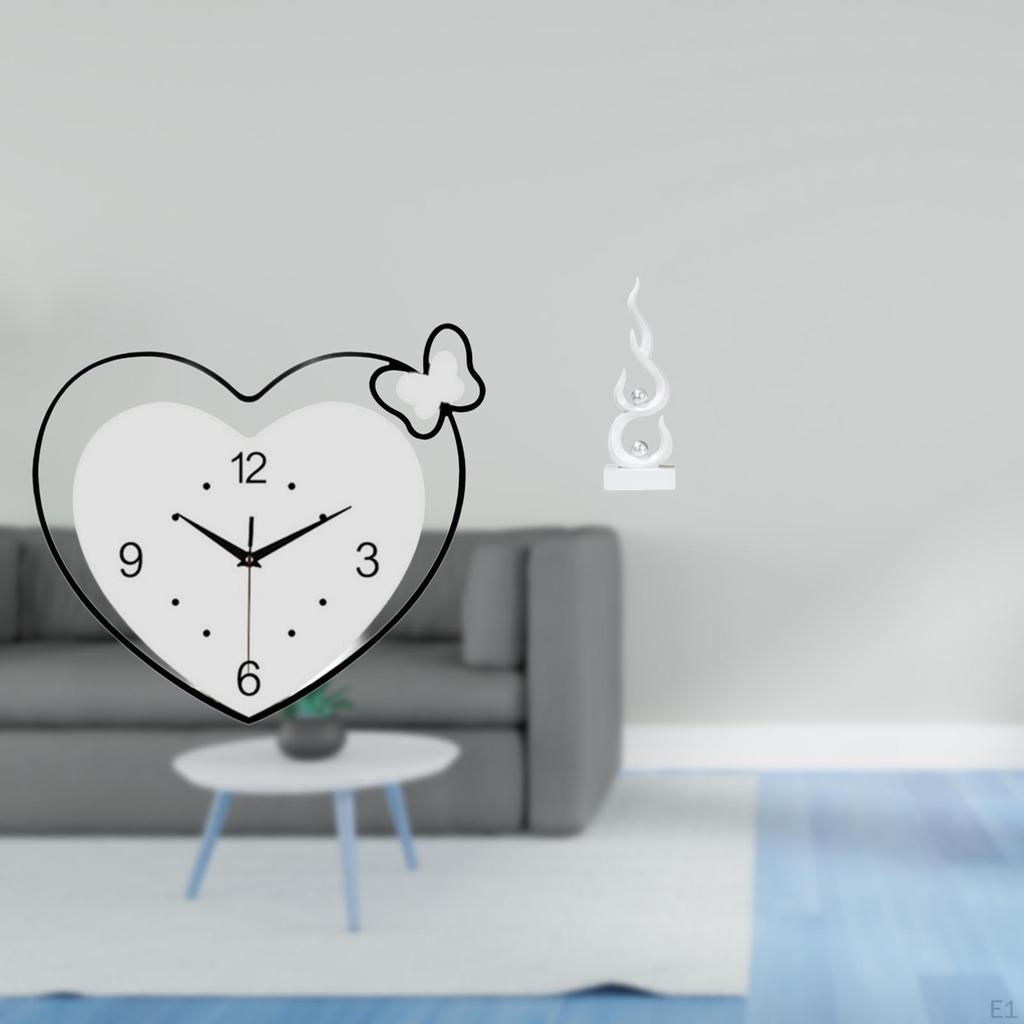 Acrylic Clock And Abstract Fire Resin Statue Creative Decorative Art Quiet Movement Modern Sculpture