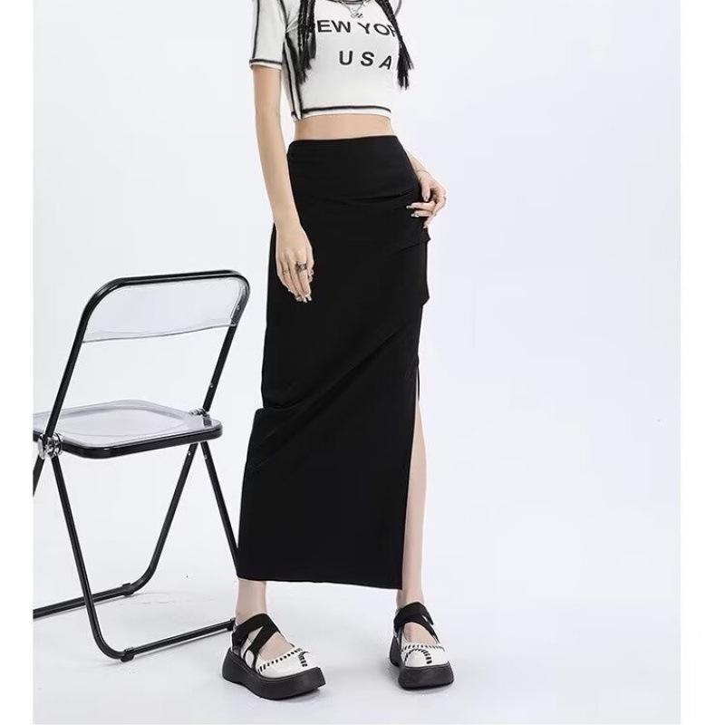 Women's Summer High Waist Retro Cargo Midi Skirt - Ruched, Quick-Dry, Bodycon Design