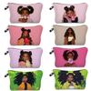 Women Black Girl Print Cosmetic Bag Toiletries Organize Travel Storage Case 6426