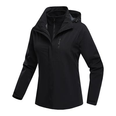 Women's Three-in-one Detachable Autumn and Winter Velvet Thickened Waterproof and Windproof Outdoor Jacket