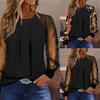 Autumn Long Sleeve Fashion Crew Neck Lace Splicing Shirt Shirt Women's Clothing