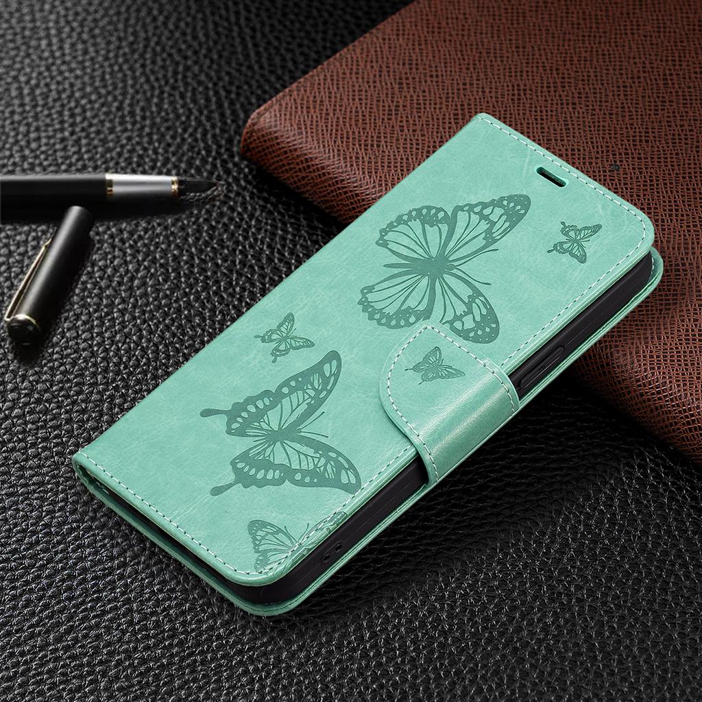 PU Leather Case for Xiaomi Redmi Note 12 5G (Global)/(India)/(China)/Poco X5 5G Wallet Phone Cover Butterfly Imprinted with Strap