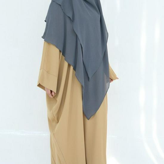 2025 Loriya Double Layer Ruffle Big Swing Middle East Solid Color Headscarf HJ927