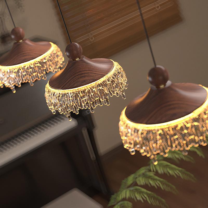 Mid-Century Style Walnut Pendant Light for Living Room, Dining Room, Hallway, Entrance, and Corridor Decor.