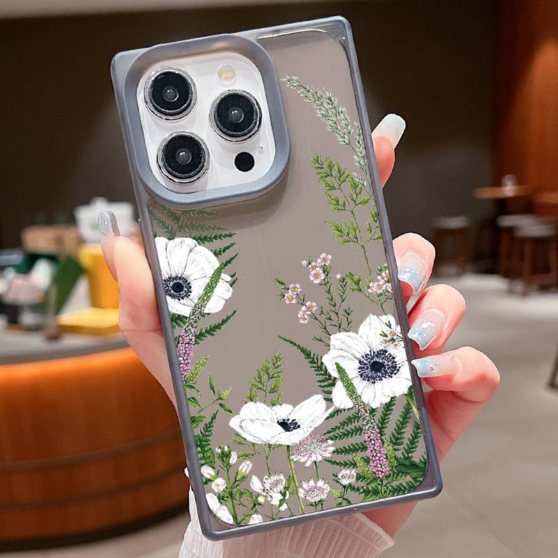 Soft Fashion Fresh Flower Print Case For iPhone 16 Pro Max 15 Plus 14 Pro 13 12 11 TPU Transparent Slim Shockproof Silicone Clear Phone Cover