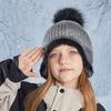 Multicolor Kids Knitted Hat Hairball Beanie Cap Cute Knitted Bucket Hat  Autumn