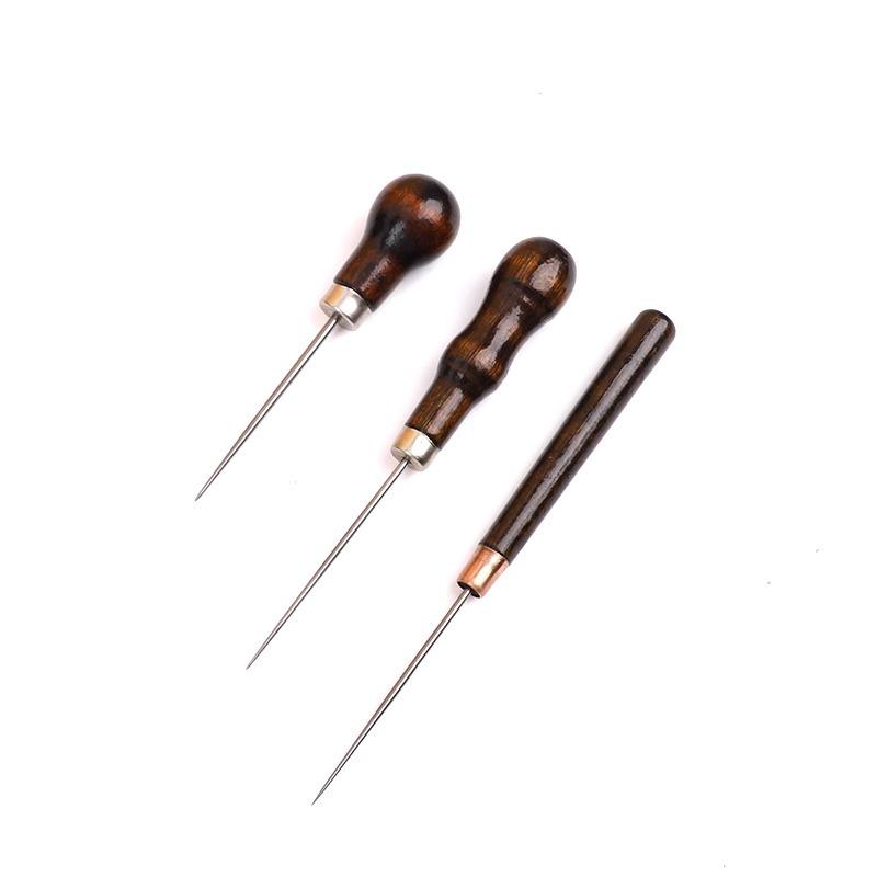 Dýňovitý ručně vyrobený kožený šídlo na piercing s dřevěnou rukojetí pro opravu obuvi