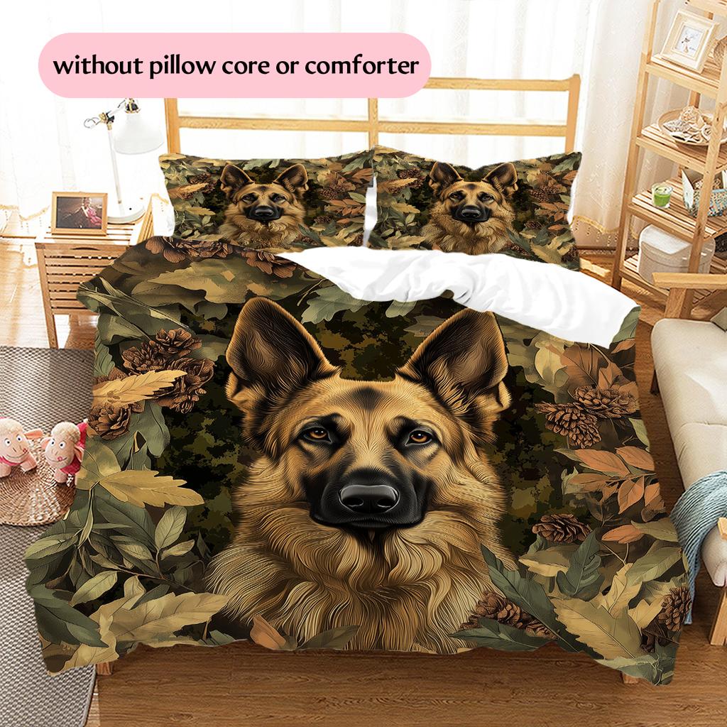 German Shepherd Pattern Bedding Home Decoration Birthday Gift (1 * duvet cover + 2 * pillowcase, without core)