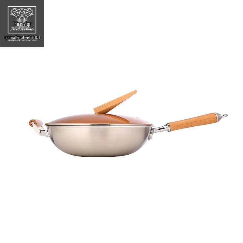 Huoxiang HXG-CG087 32cm 304 Stainless Steel Wok