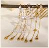 Pearl With Zirconia Beaded Bracelets for Women, Link Chain Bracelet,18k Gold Plated Stack Adjustable Jewelry