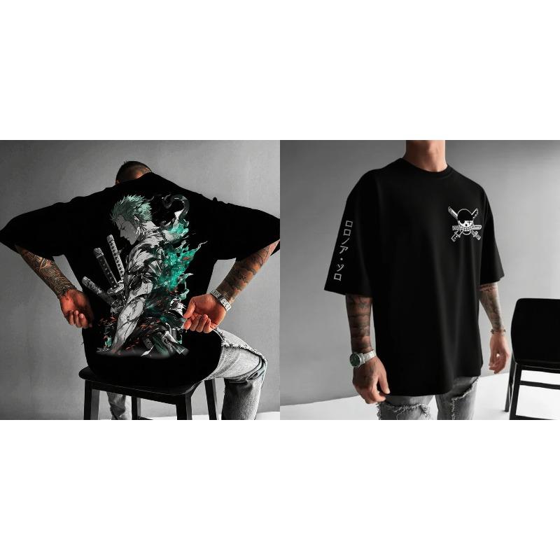 Li Wardrobe Zoro Heren T-shirt met Korte Mouwen Nieuw Zomer Katoen Streetwear Casual Top Grafisch T-shirt Oversized Y2k Kleding Unisex XL