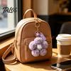 Fluffy Flower Bag Charm Plush Keychain for Backpack, Fuzzy Floral Keyring Ornament Charm, Women Girls Handbags Decorative Accessory Backpack