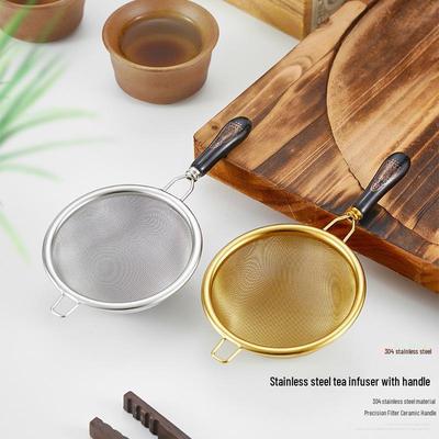 Stainless Steel Ceramic Handle Tea Infuser Strainer with Mesh Filter - Tea Ceremony Accessory Holder