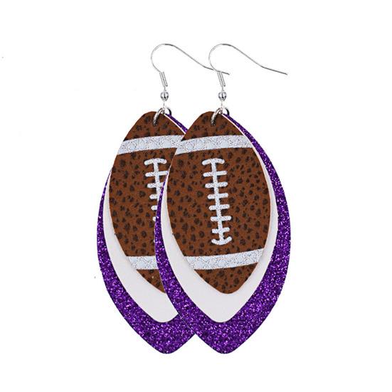 1 Paar Hängeohrringe Mehrschichtige Kunstleder Vintage Einzigartige Fußball Hakenohrringe für