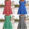 Casual Fall Solid Color V Neck Short Sleeve Dress With Pockets For Women