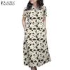 ZANZEA Women Casual Turn Down Collar Short Sleeve Floral Shirt Dress