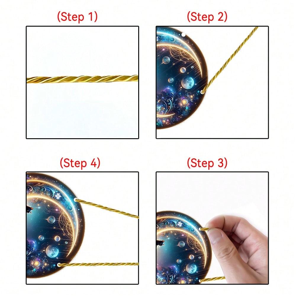 2D plochý akrylový lapač slunce s černou kočkou, měsíční barvení, závěs na okno, zahrada, dvůr, veranda, domov, nástěnná, pokojová dekorace
