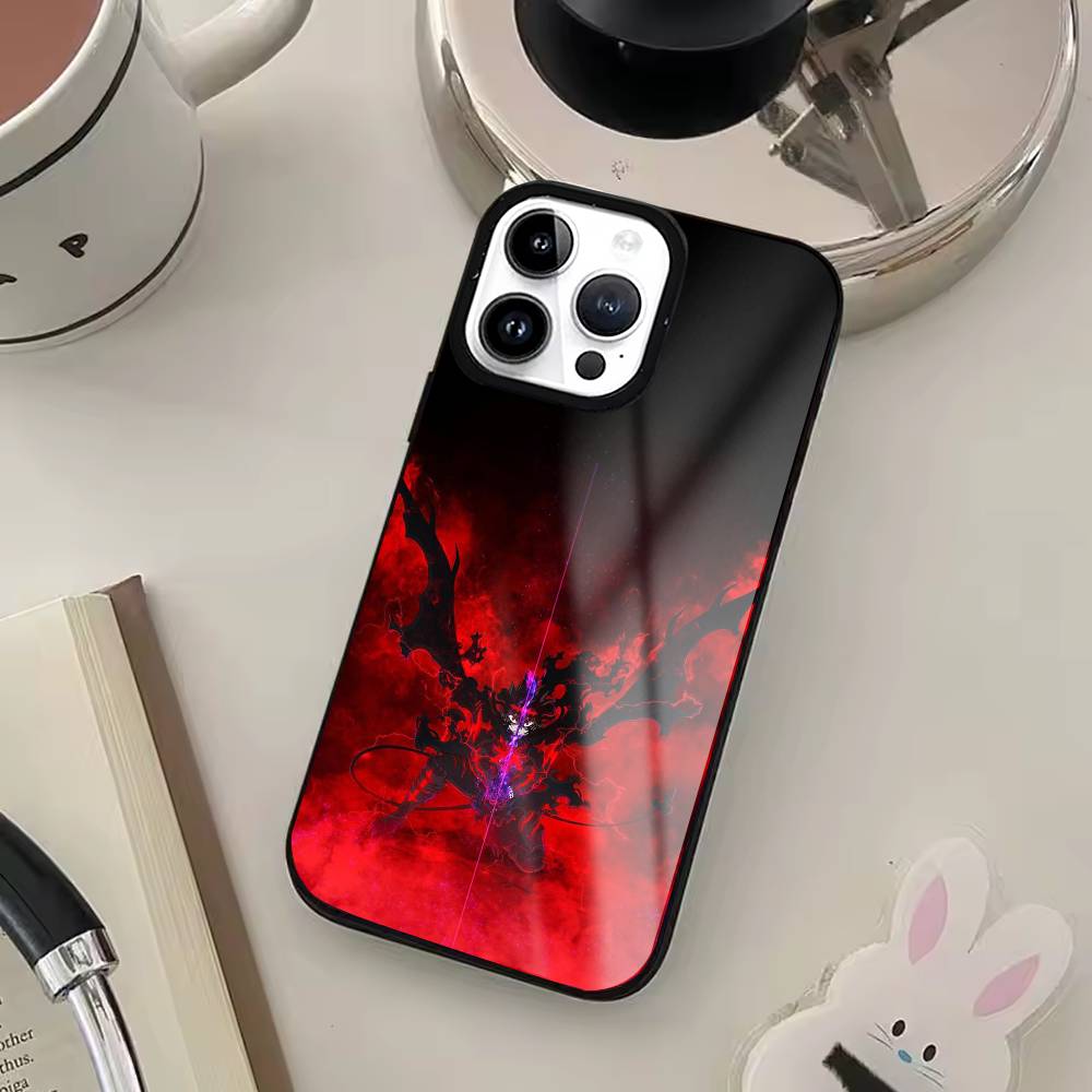 B-Black C-Clover Asta Phone Case For IPhone17 16 15 14 13 12 11 Plus Pro Max Plus Wireless Charger Cover Funda