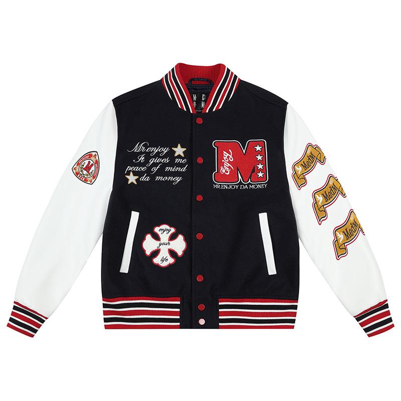 Unisex Cartoon Embroidered Baseball Jacket - Trendy Hip-Hop Style for Spring and Autumn