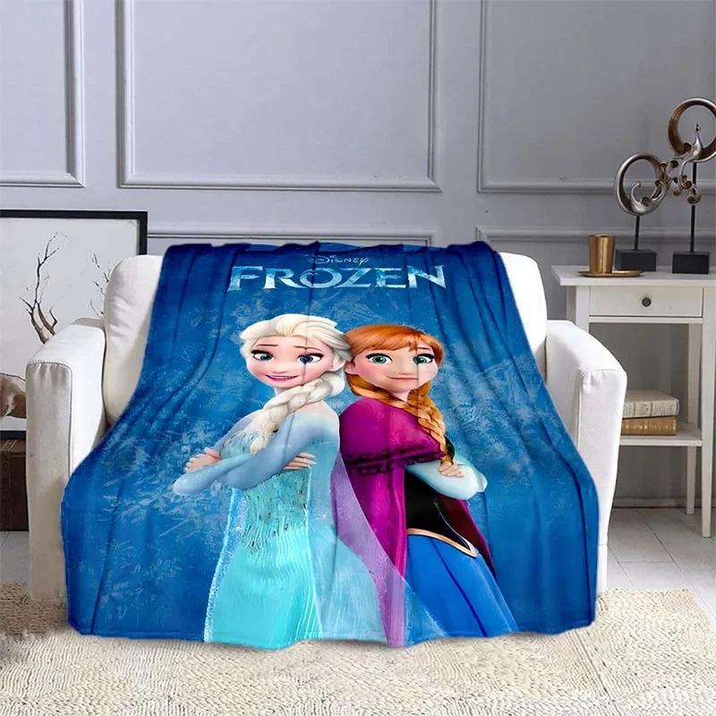 Disney Frozen Elsa Princess Blanket for Sofa King Size Cute Soft Flannel Throw Fluffy Bed Blanket New Born Winter Blanket Gift