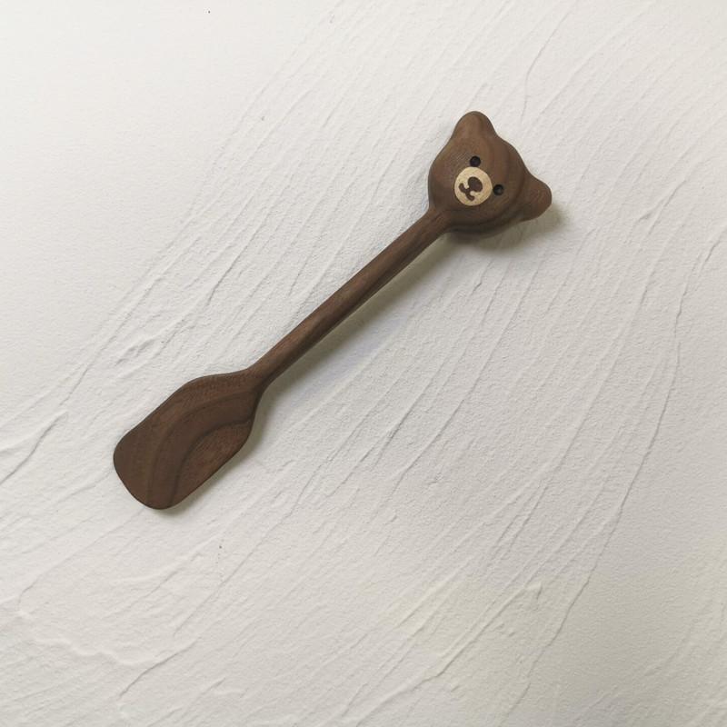 Bear Cutlery Wooden Spoon Tableware Walnut Coffee Spoon Handmade Honey Spoon Jam Spoon Kitchen Accessories Eco Friendly Products