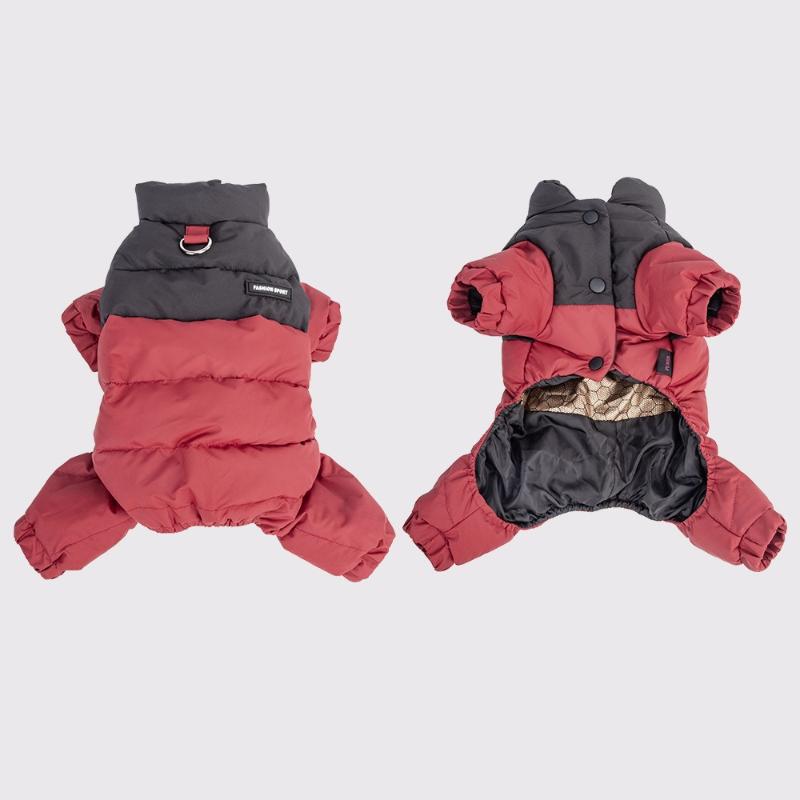 

Pet Cotton Clothes Winter Warm Thickened Four-legged Cotton-padded Clothes Windproof Dog Clothes Waterproof Teddy Pet Products S червоний