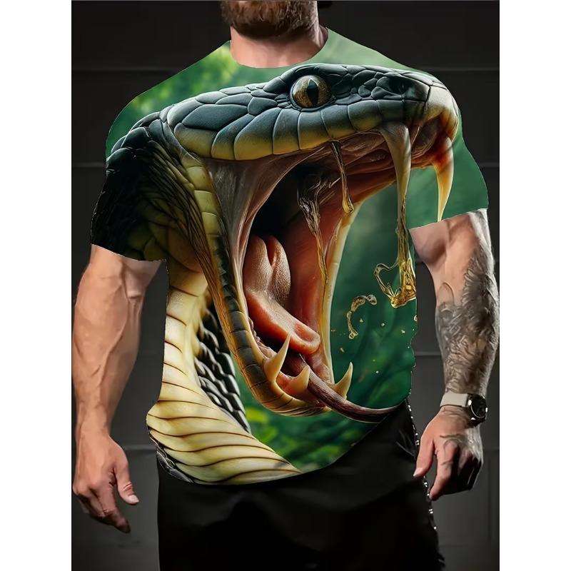 2026 Men's 3D Cartoon Animal Print T-Shirt Soft Stretch Fabric Soft Stretch Polyester Fabric For Men Casual Summer Tops Clothes