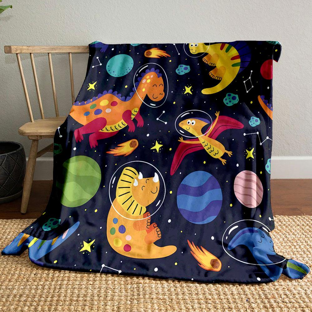 Space Dino Adventure print blanket soft and cozy perfect for the living room bed sofa or a nap,gift
