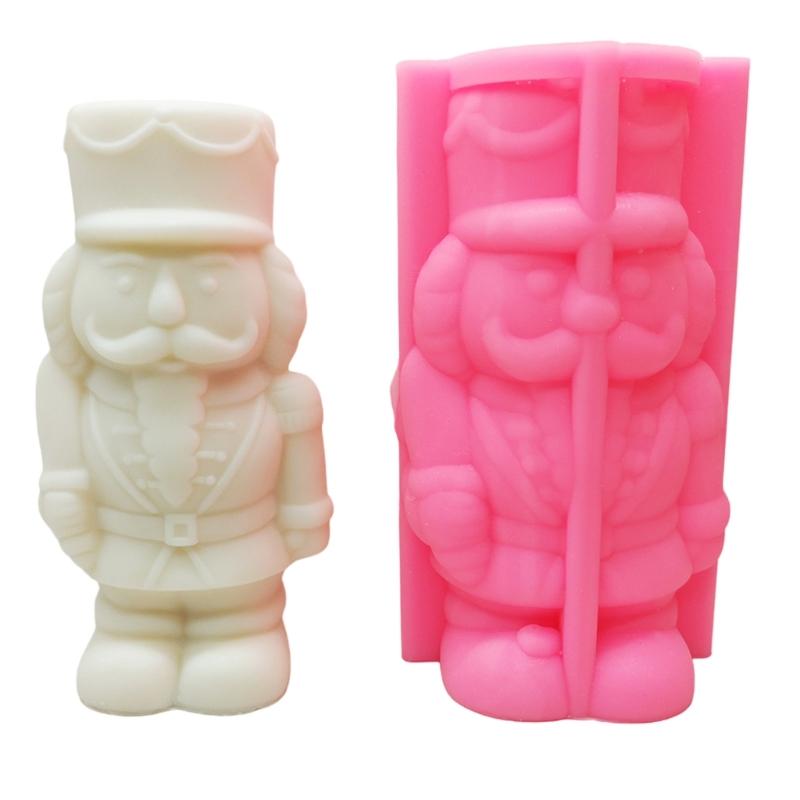Nutcrackers Soldier Shape Silicone Mold Christmas Nutcrackers 3D Silicone Candle Mold for DIY Resin Crafts Home Decors