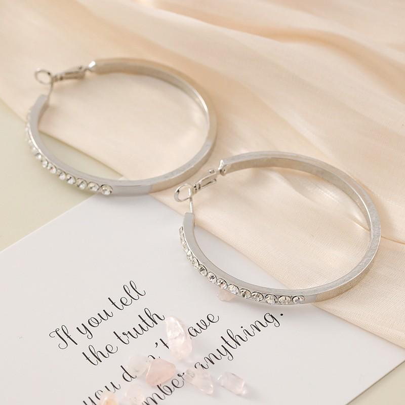 Luxury Large Exaggerated Diamond Hoop Earrings for Women - Cold Style Fashion Jewelry