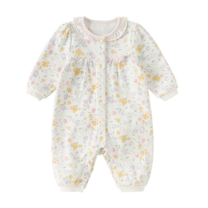 DAVE & BELLA Baby Girl Flower Print Knit Romper