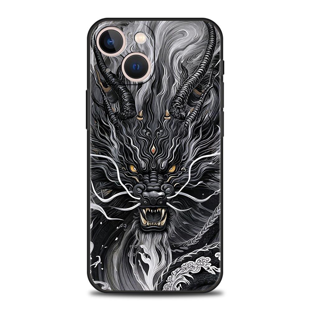 Chinoiserie Loong Flower Dragon Phone Case Cover for iPhone 17 16 15 14 13 12 Pro Max 11 Pro Max 17 AIR Plus Soft TPU Shell Bags