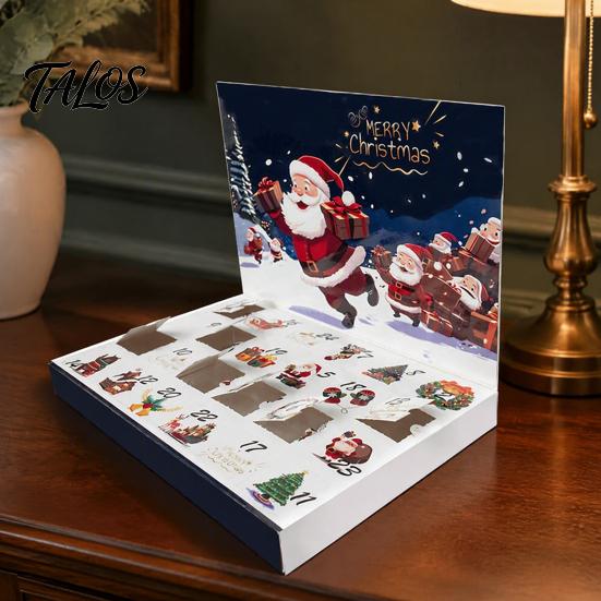 Holiday Party Supplies Christmas Countdown Gift Packaging Box, Xmas Advent Calendar with 24 Present Boxes Slots, DIY Fillable Empty Storage