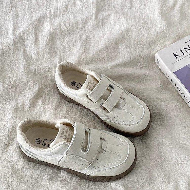 Velcro Dexun shoes 2025 new summer sports and leisure shoes thick sole heightening board shoes flat sole single shoes white shoes