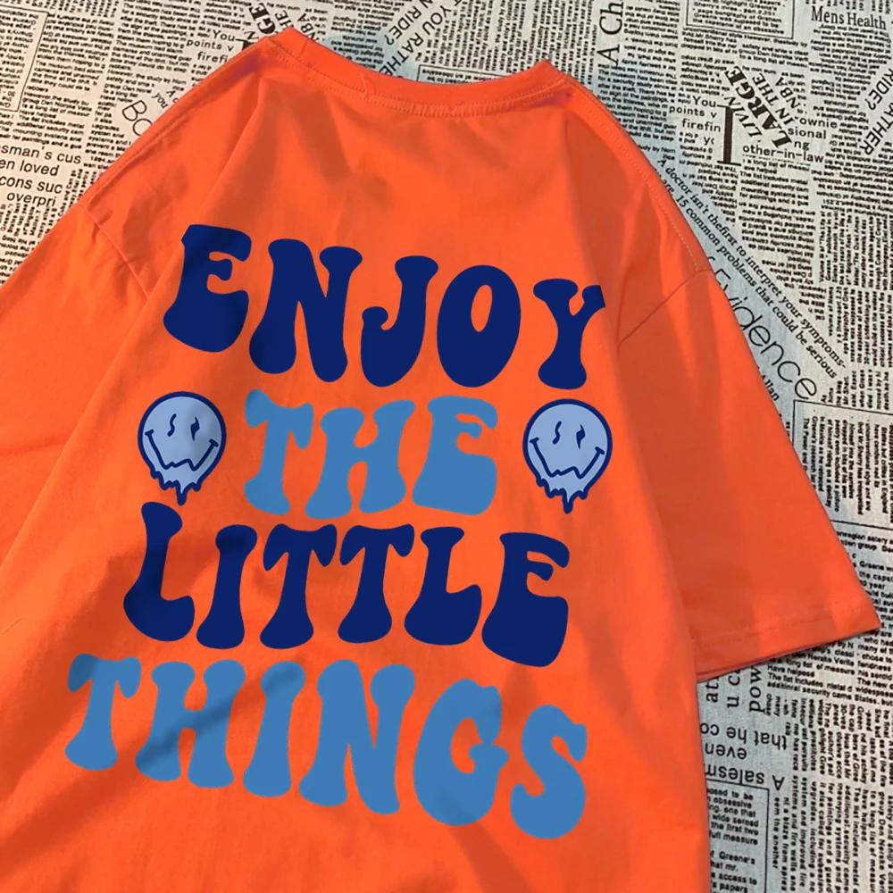 Enjoy The Little Things Letter Men T-Shirt Harajuku O-Neck Tshirts Cartoons Sweat Tee Clothes Fashion Personality Mens Tshirt