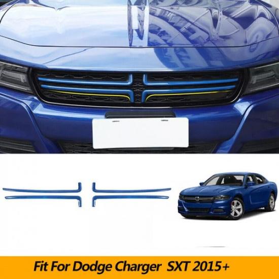 

Blue ABS Front Grille Grill Strips Cover Trim Bezels Kit For Dodge Charger 2015+