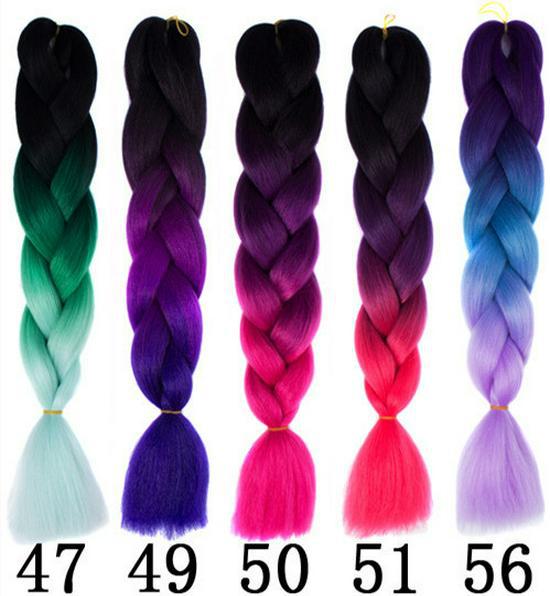 Africká monochromatická gradientní copánková paruka - Vlasový příčesek z chemických vláken