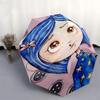 Blue haired girl, Starry dress Automatic Opening and Closing, 8 rib Structure Portable Umbrella, Suitable for Men and Women in All Seasons