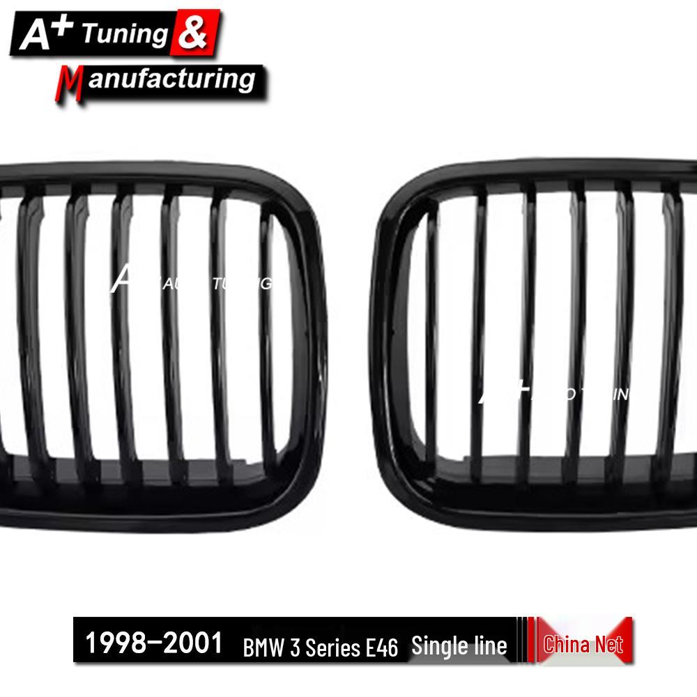 Glänzende schwarze Frontgrill für BMW 3er E46 (1998-2001) 4-türig, Design mit einer Stange
