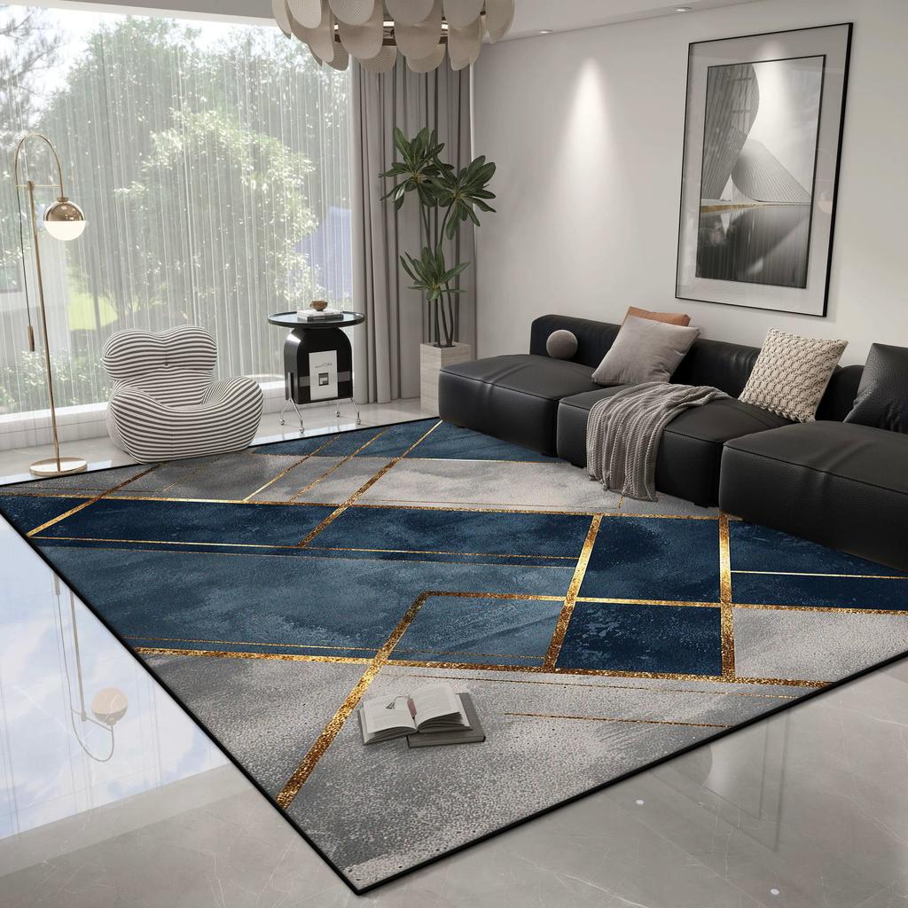 Modern Geometric Carpet Living Room Light Luxury Decoration Bedroom Non-slip Rug Easy Cleaning Lounge Plush Floor Mat Washable