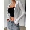 Women S Slim Fit Hooded Zip Up Knit Cardigan Long Sleeve Top
